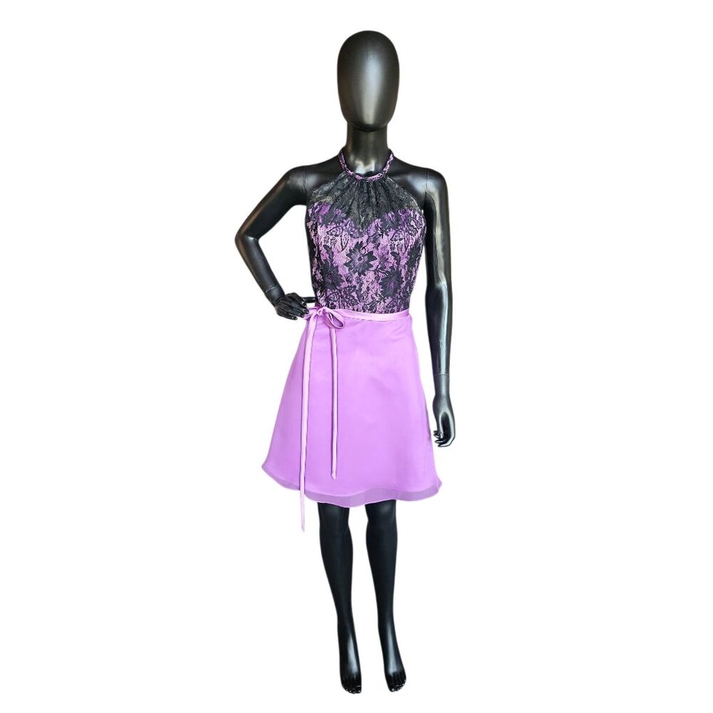 Purple/Black Lace Halter Party/Cocktail Dress NWOT - Da Vinci